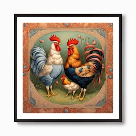 Roosters Art Print