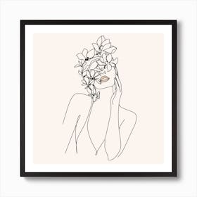 Flower Head Female Head Print Póster