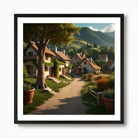 Village In The Mountains Art Print