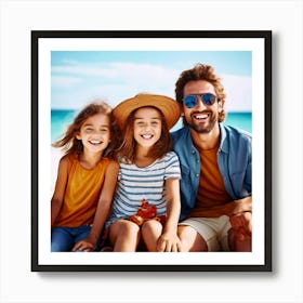 Happy Family On The Beach 2 Art Print