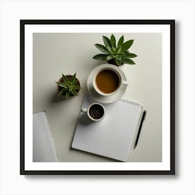 Cup Of Coffee And Notebook 1 Art Print