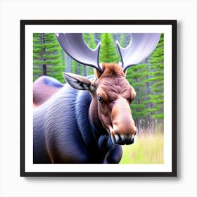 Moose In The Grass Art Print