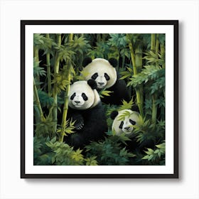 Panda Bears In Bamboo Forest 1 Art Print