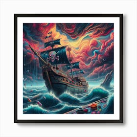 Pirate ship trip Art Print