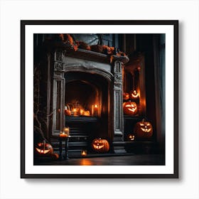 Halloween Fireplace Art Print