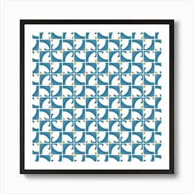 Blue And White Tile Pattern Art Print