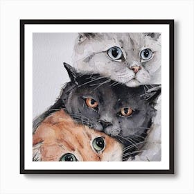 Cats Watercolor Painting Art Print