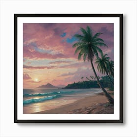 Sunset At The Beach Art Print