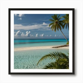 A Tropical Island With White Sandy Beaches, Turquoise Waters, And Lush Vegetation Art Print