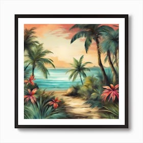 Tropical Landscape Painting Art Print