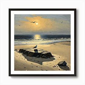 Seagull On The Beach 3 Art Print