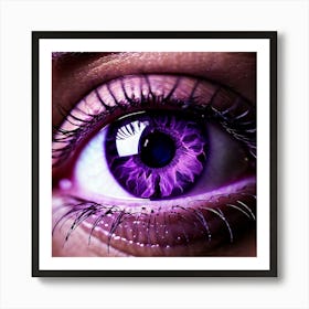 Purple Eye Human Close Up Pupil Iris Vision Gaze Look Stare Sight Close Macro Detailed (2) Art Print