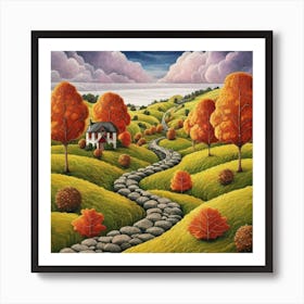 The Winding Road Home. In the middle of the meadows 5 Art Print