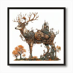 Steampunk Deer 1 Art Print