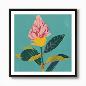 Celosia 2 Square Flower Illustration Art Print