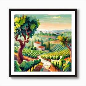 Firefly Beautiful Modern Lush Spanish Vinyard Landscape 9283 (1) Art Print