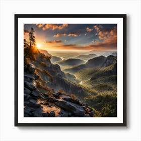 Sunrise Over The Blue Ridge Mountains Art Print