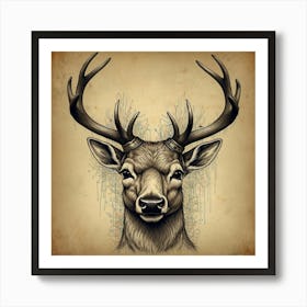 Deer Head Tattoo Art Print