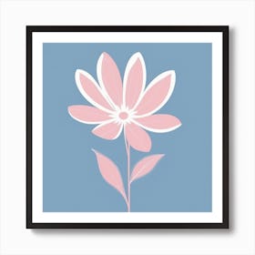 A White And Pink Flower In Minimalist Style Square Composition 12 Art Print