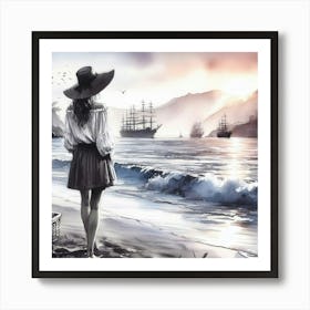 Of A Girl By The Sea Art Print