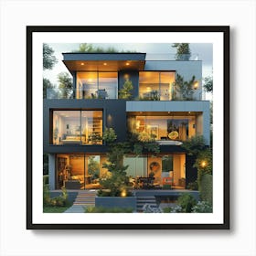 Modern House In The Forest Art Print