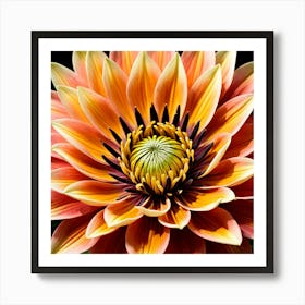 Dahlia, Illustrate A Close Up Of A Blooming Flower With Intricate 2 Art Print