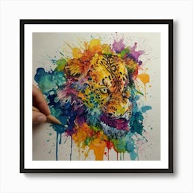 Jaguar Watercolor Painting Art Print