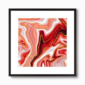 Red And Gold Marble Art Print