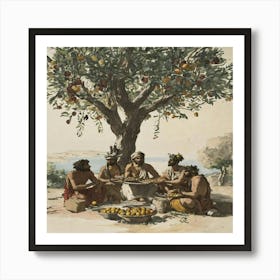Meal Under An Olive Tree Art Print