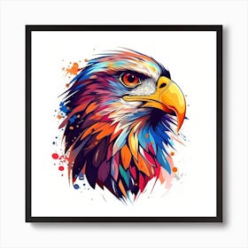 Watercolour Painting Eagle With Blue Red Face,A watercolor painting of an eagle with a blue and red face Art Print