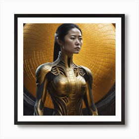 Woman In A Golden Suit Art Print