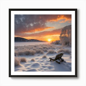 Sunset In The Snow 1 Art Print