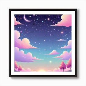 Sky With Twinkling Stars In Pastel Colors Square Composition 210 Art Print