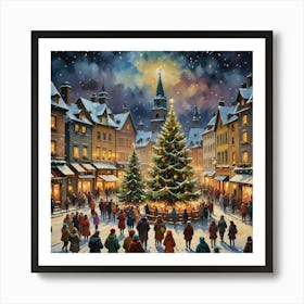 Celebration During Christmas In Europe Art Print