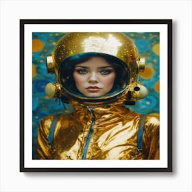 Gold Girl In Spacesuit Art Print
