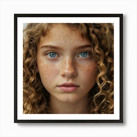 Freckled Girl With Blue Eyes Art Print