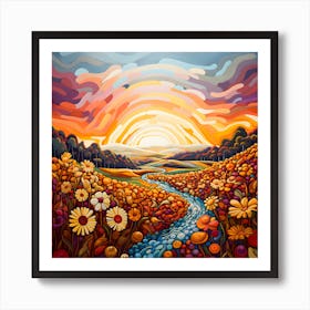 Sunset In The Meadow 1 Art Print