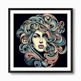 Girl With Curly Hair Art Print