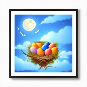 Easter Eggs In A Nest 88 Art Print