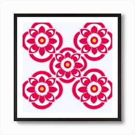Asian Flower, tile art Art Print