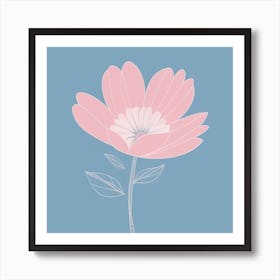 A White And Pink Flower In Minimalist Style Square Composition 158 Art Print