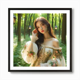 Korean Girl In The Forest Art Print