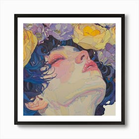 Woman Face Eyes Closed Art Print