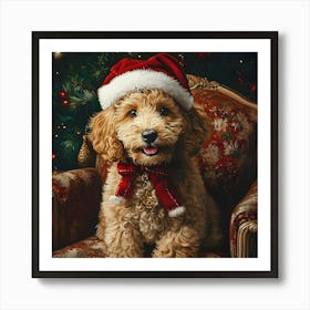 Christmas Goldendoodle 10 Art Print