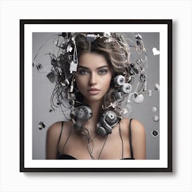 Modern Woman With Wires In Her Hair Art Print