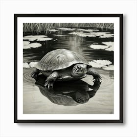 Turtle In Water Art Print