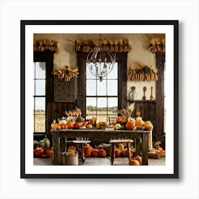 A Traditional Corner Of An American Farmhouse During The Late Autumn Season With An Overhead Vintage (1) 1 Art Print