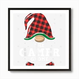 Gamer Gnome Buffalo Plaid Christmas Gamer Gnome Art Print