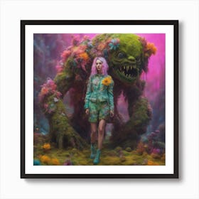 Botanical Beauty and the Monster Beast 1 Art Print