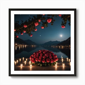 Roses At Night Art Print